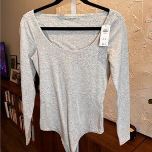Abercrombie, Scoop Neck Bodysuit, Heather Grey